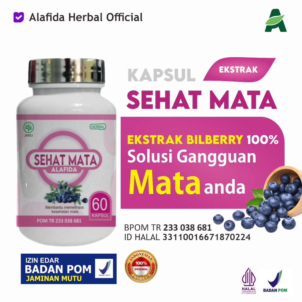 Sehat Mata alafida Kapsul Bilberry ekstrak buah bilberry obat herbal mata