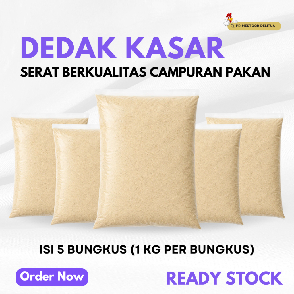 Paket Hemat Dedak Padi Kasar Repack – Isi 5 Bungkus (1 KG per Bungkus)