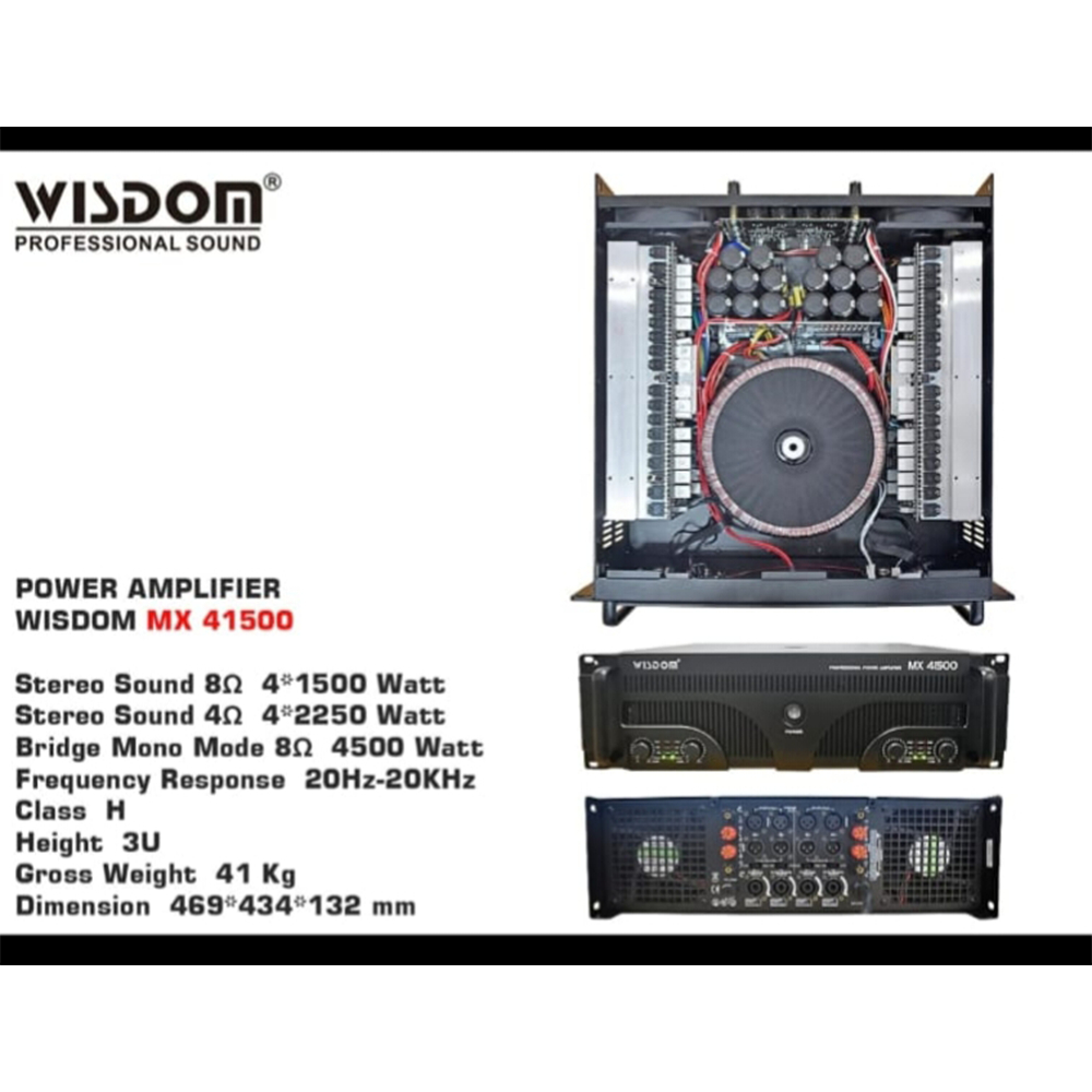 Power Amplifier 4 Channel WISDOM MX41500 | MX 41500 Class H 4 x 1500 Watt Original