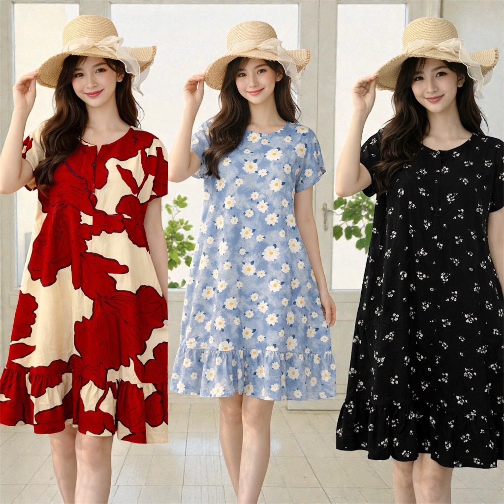 Daster Rempel Rayon Kekinian|| Daster rempel pendek kekinian Daster long Bumil & Busui Friendly