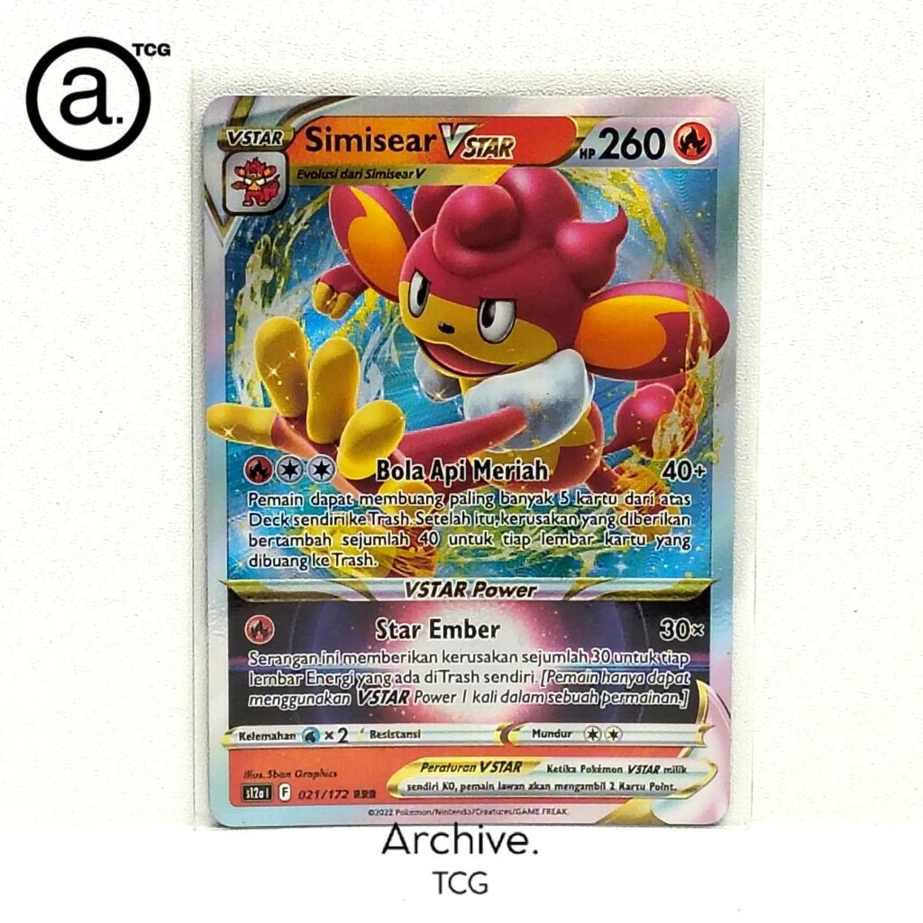 Simisear Vstar (021/172) Pokemon Indonesia ~ VSTAR Semesta S12A