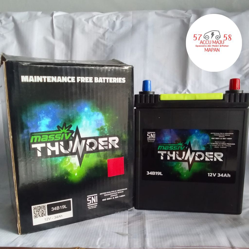 Aki Mobil Massiv Thunder 34B19L Kering