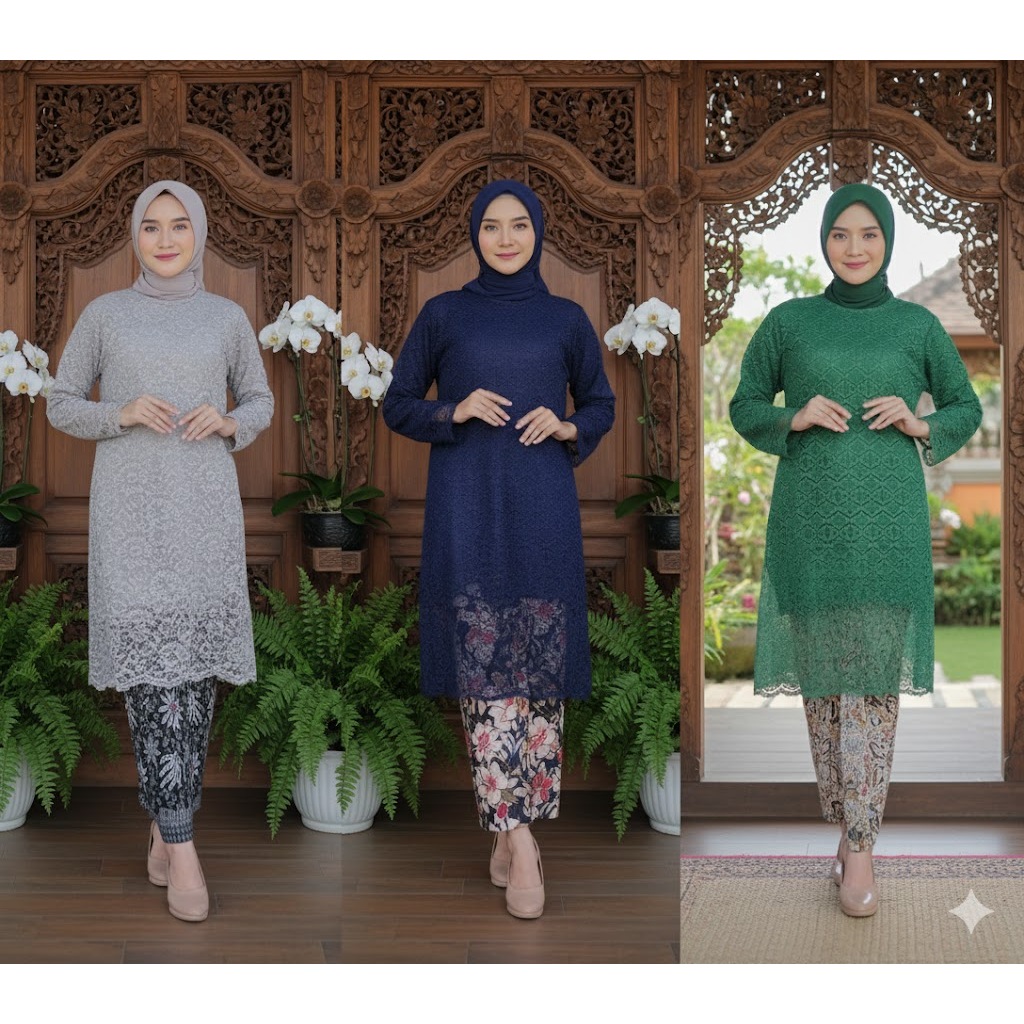 Atasan Kebaya Modern | Atasan Kebaya Tunik Brokat | Baju Kebaya Kondangan | Atasan Kebaya Brokat | K