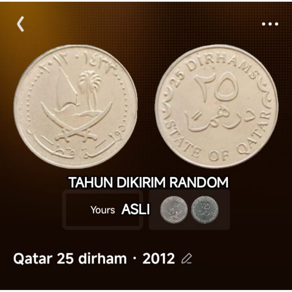 Koin 25 dirham Qatar Koleksi uang logam coin lama Jadul Kuno Antik Langka Asing Luar Negeri Mancaneg
