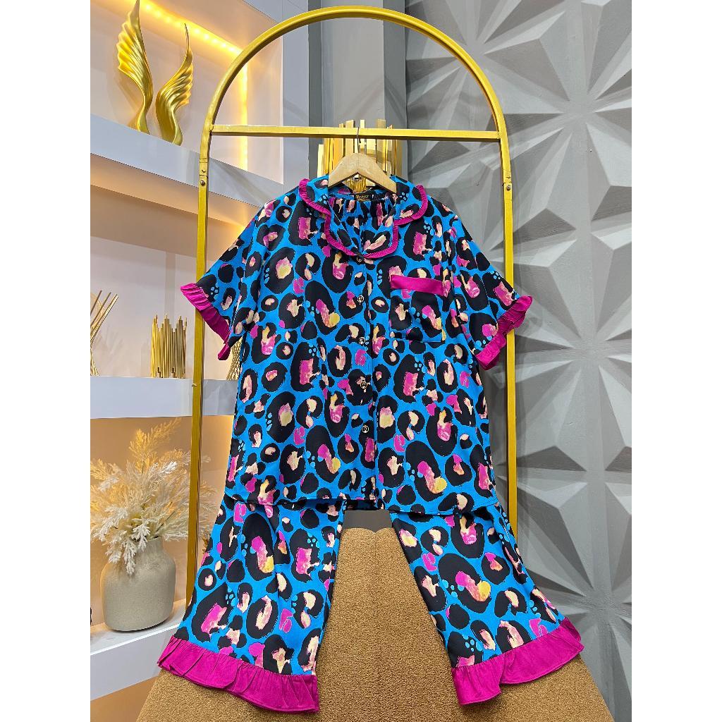 Set Lauria piyama /bahan rayon jumbo adem/setelan Katun baju tidur kekinian