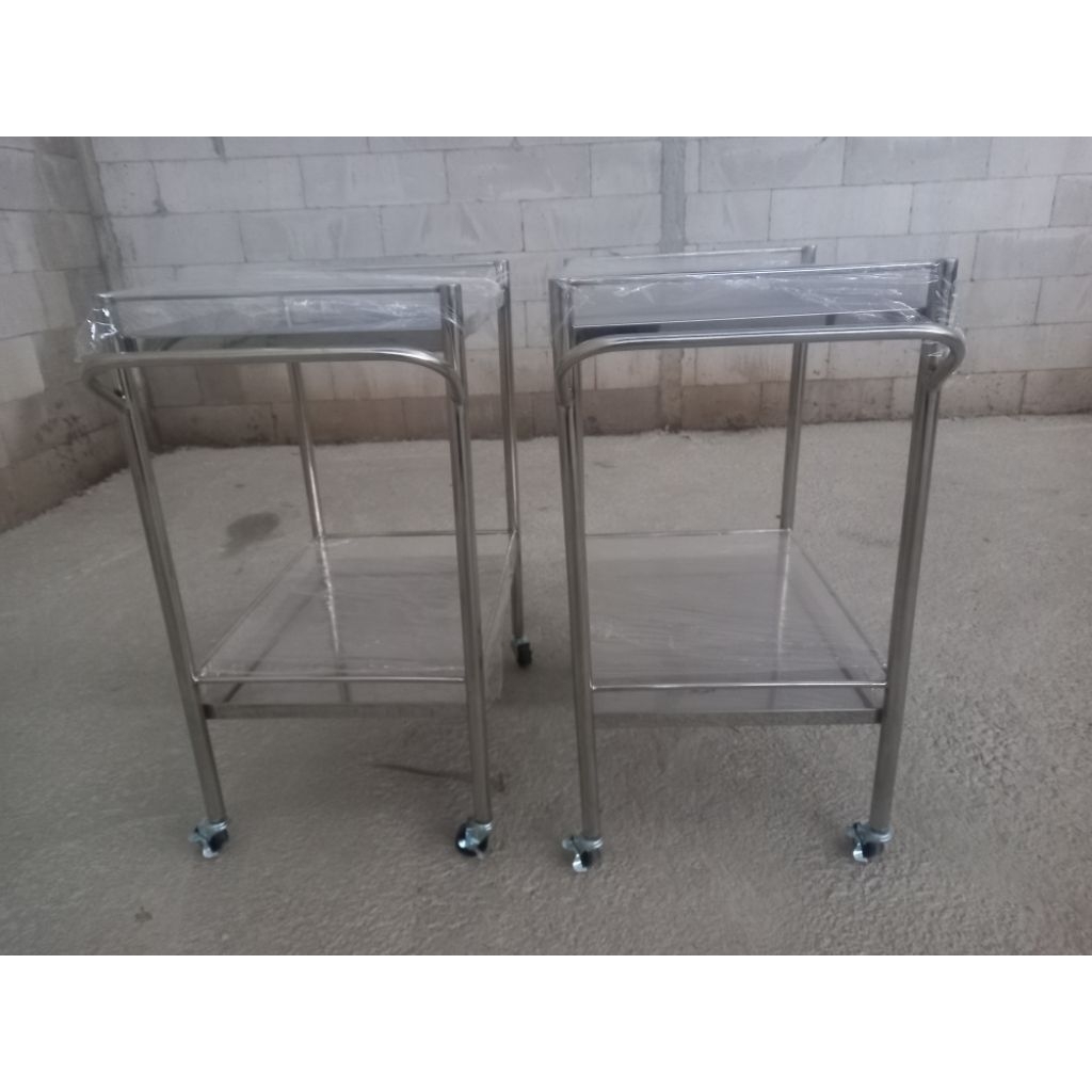 troli 2 rak stenlis troli instrumen stainless meja instrumen