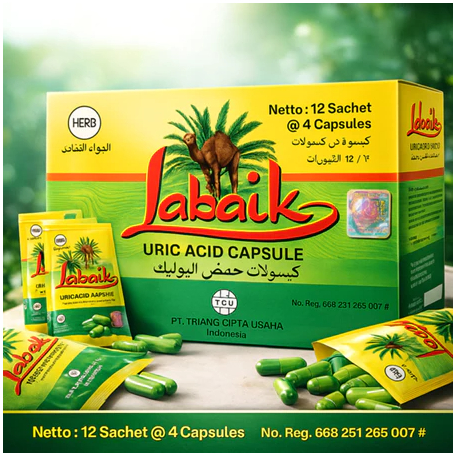 Asli Original Kapsul Labaik isi 12 sachet - Obat Asam urat dan rematik