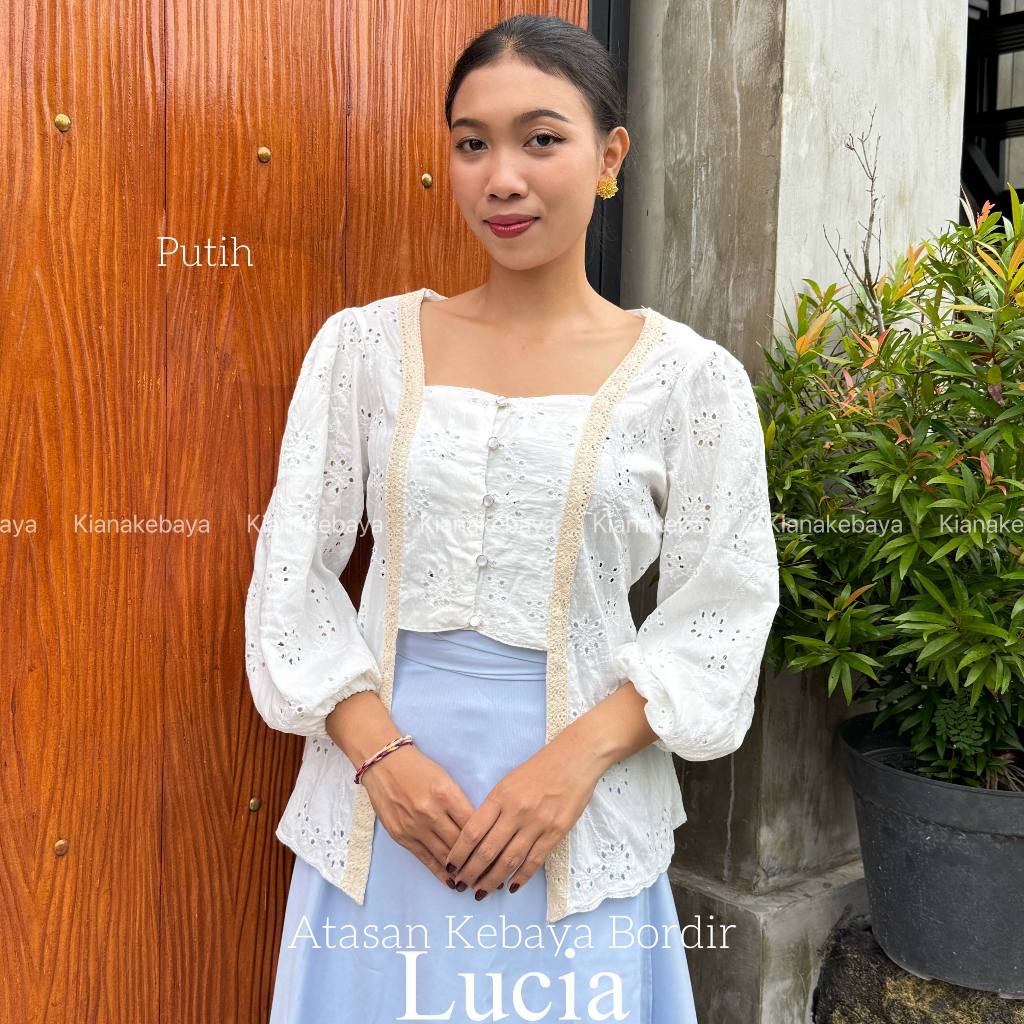 HANYA KEBAYA Semi Kebaya Bordir Jadi Bali Katun Bordir Terbaru Kebaya LUCIA Full Bordir Tangan Balon