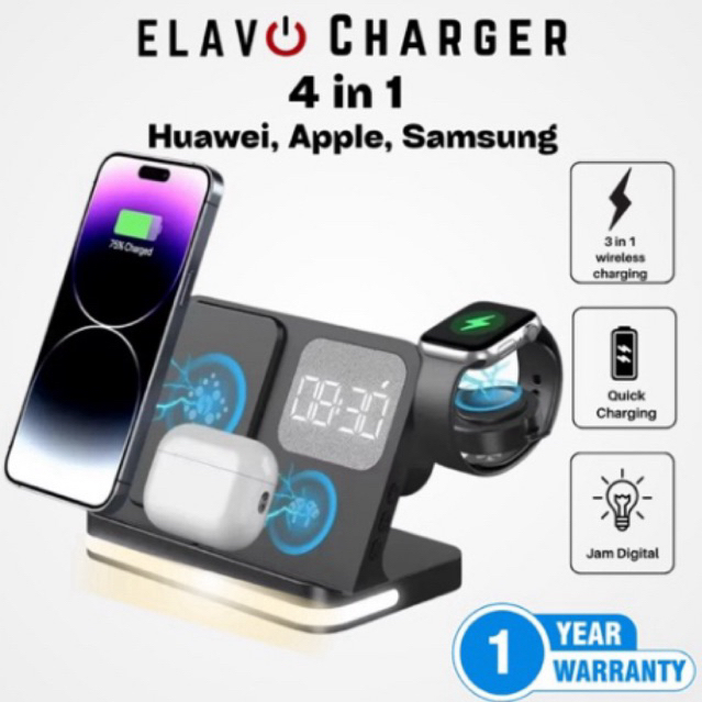 ELAVO 20W Wireless charging 4 in 1 for jam tangan Samsung galaxy watch 8 7 Ultra 6 5 classic pro Act