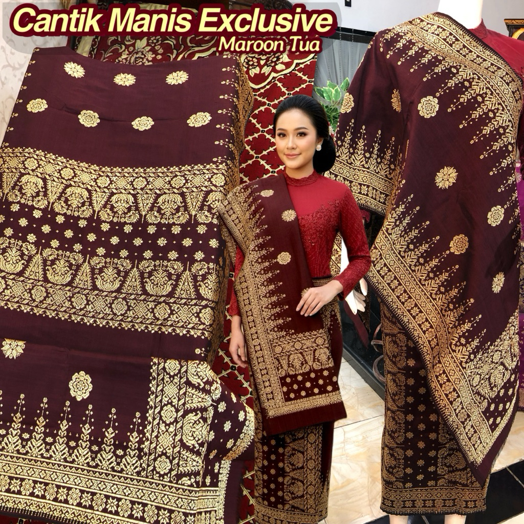 Songket Cantik Manis Exclusive Maroon Tua /songket tenun asli palembang /ilham songket palembang /so