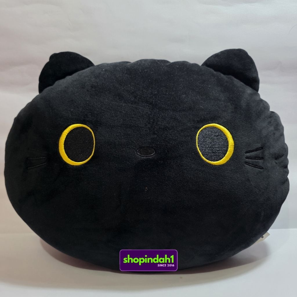 O.O MEOW MR DIY [9038983] Black cat throw pillow face head plush 30cm new tag - Boneka bantal kepala