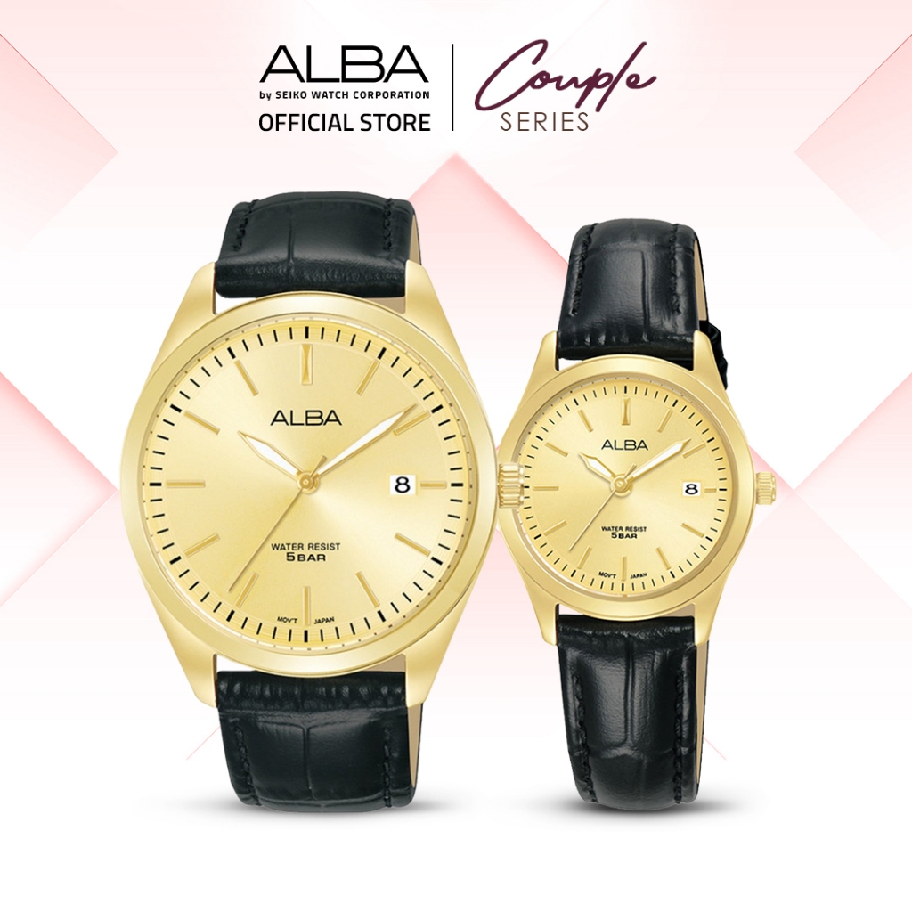 ALBA Jam Tangan COUPLE AS9S24 & AH7CG2 Quartz Hitam Watch