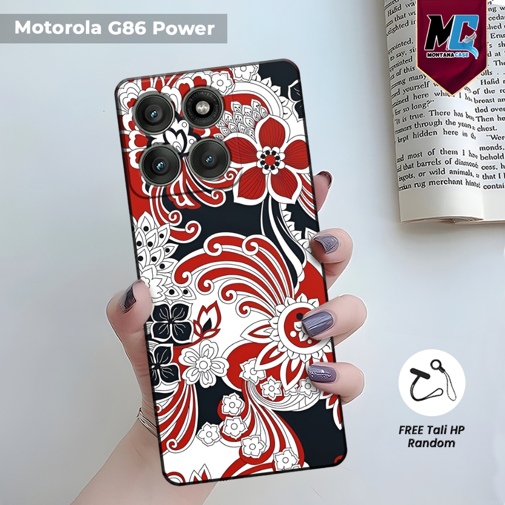 MONTANA | Casing Hp Motorola G86 Power Motif Batikk Printing UV Gratis tali strap hp | Softcase Lent