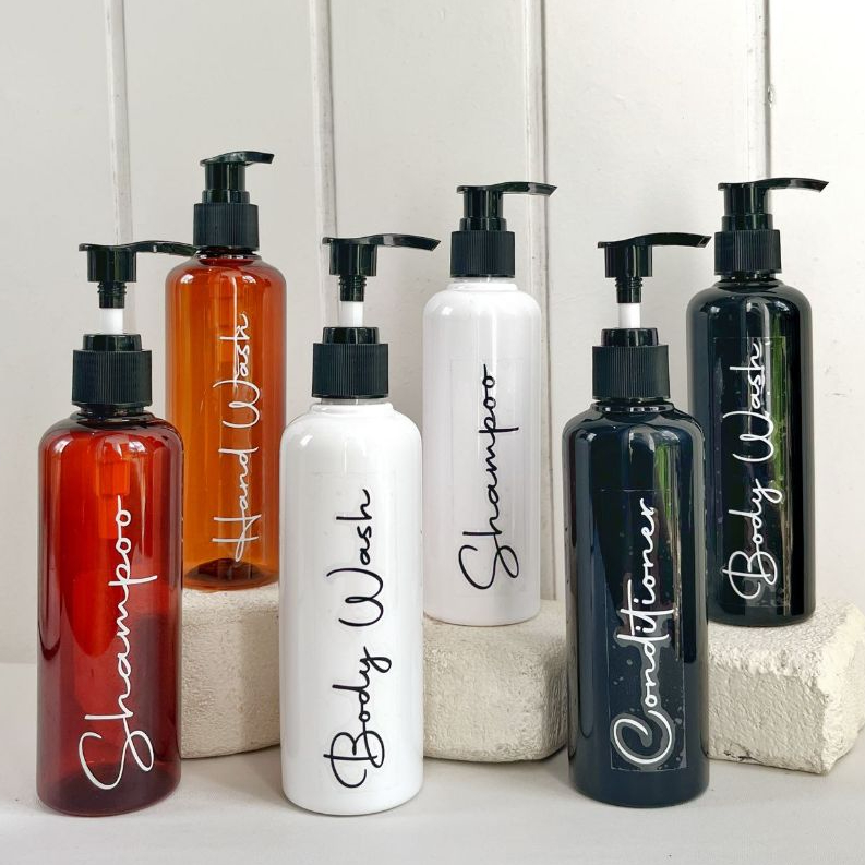 Botol Tinggi 250ml Pump Hitam Aesthetic Bottle Organizer Refill Sabun Shampoo Lotion  Dekorasi