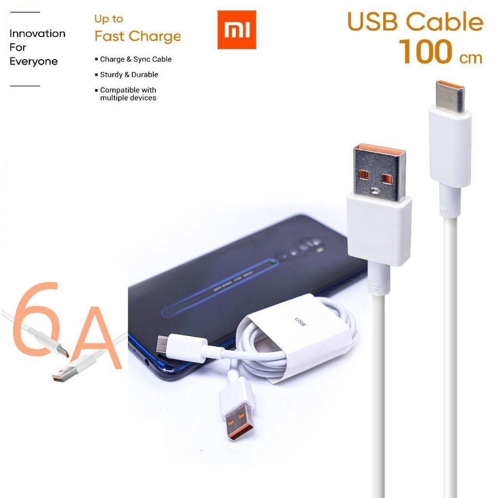 Kabel Data Ori Xiaomi Hyper Charge Type C (6A) Fast Charging 120 Watt