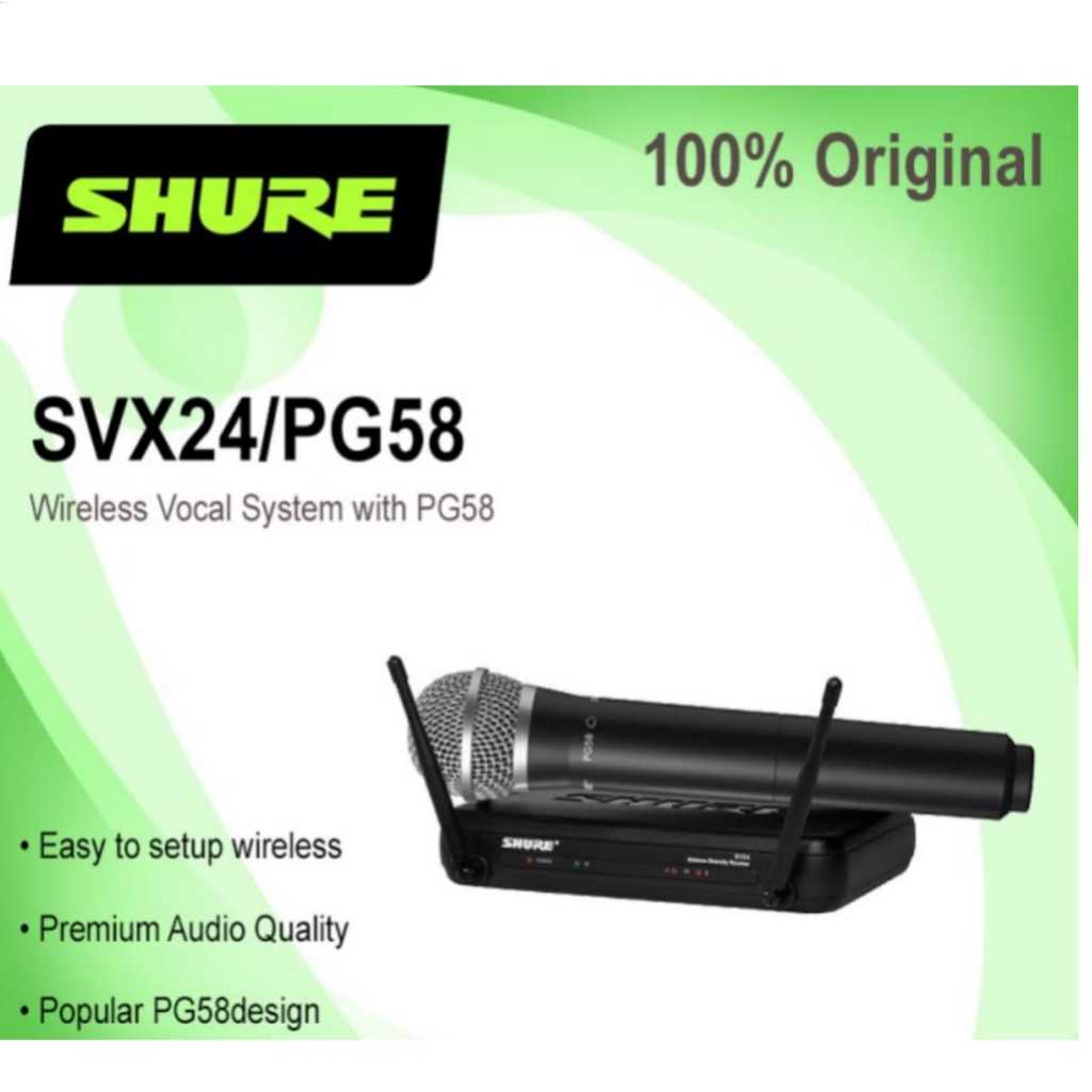 ORIGINAL MIC  WIRELESS  SHURE SVX24/PG58 MIC WIRELESS SHURE ORIGINAL SVX 24 / PG58