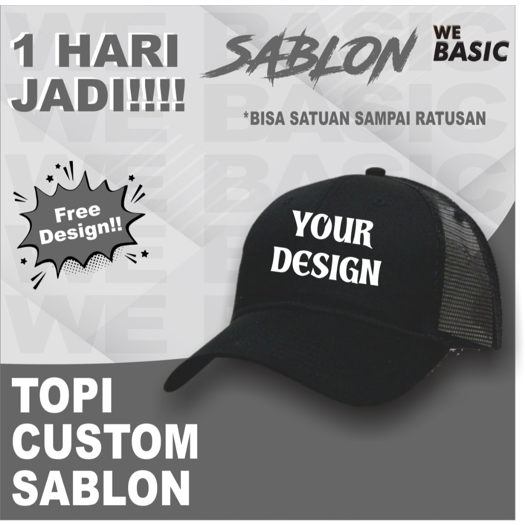 WEBASIC - TOPI BASEBALL CUSTOM SABLON PREMIUM | TOPI TRUCKER | SABLON DTF