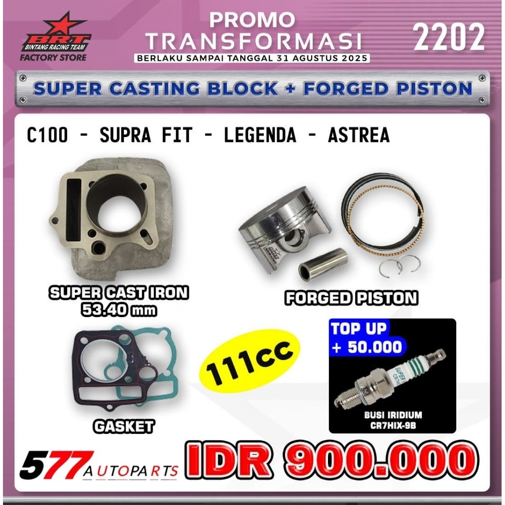 Blok Casting + Forged Piston BRT C100, Supra Fit, Legenda, Astrea