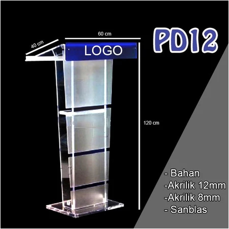 Podium Akrilik Type PD12 - Mimbar Akrilik