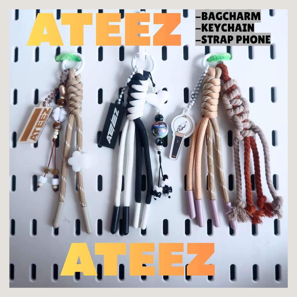 ATEEZ aksesoris, stuff, merchandise ATEEZ, keychain gantungan kunci ATEEZ, strap phone ATEEZ