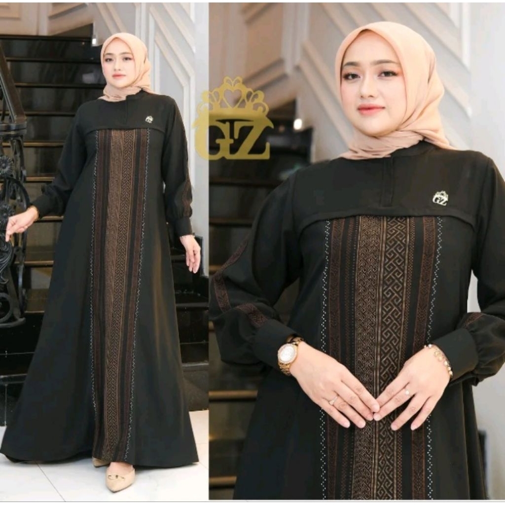 Gamis hitam by gwenza free pasmina