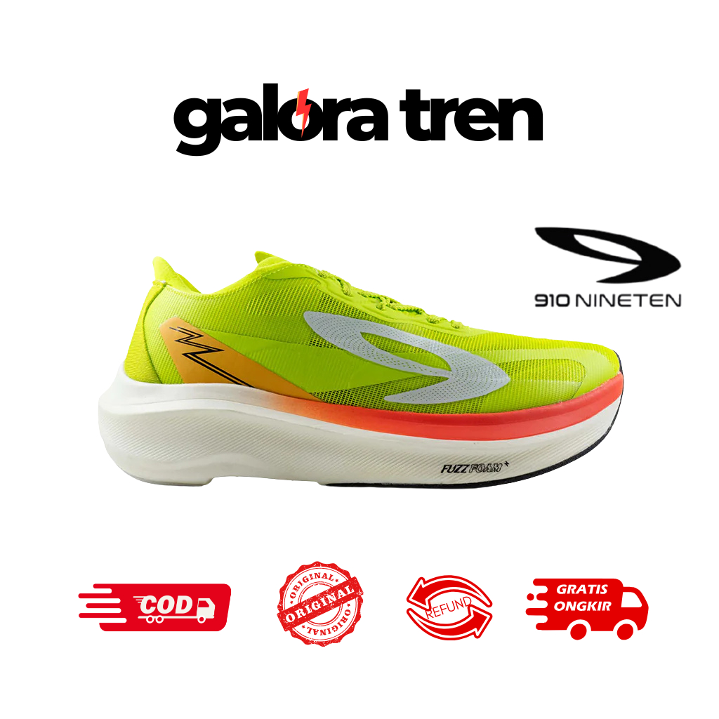 910 HAZE FUZZ LITE HIJAU/ORANGE/KUNING - Sepatu Lari / Haze Fuzz Lite 910Nineten