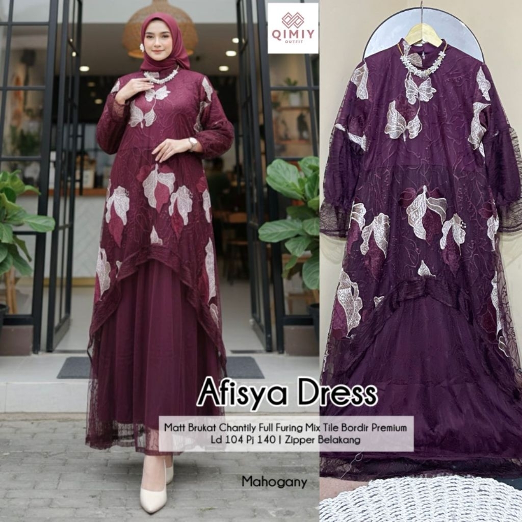 MAUREEN// AFISYA DRES // MAXI BRUKAT TILE MOTIF PREMIUM // ORI BY QIMIY