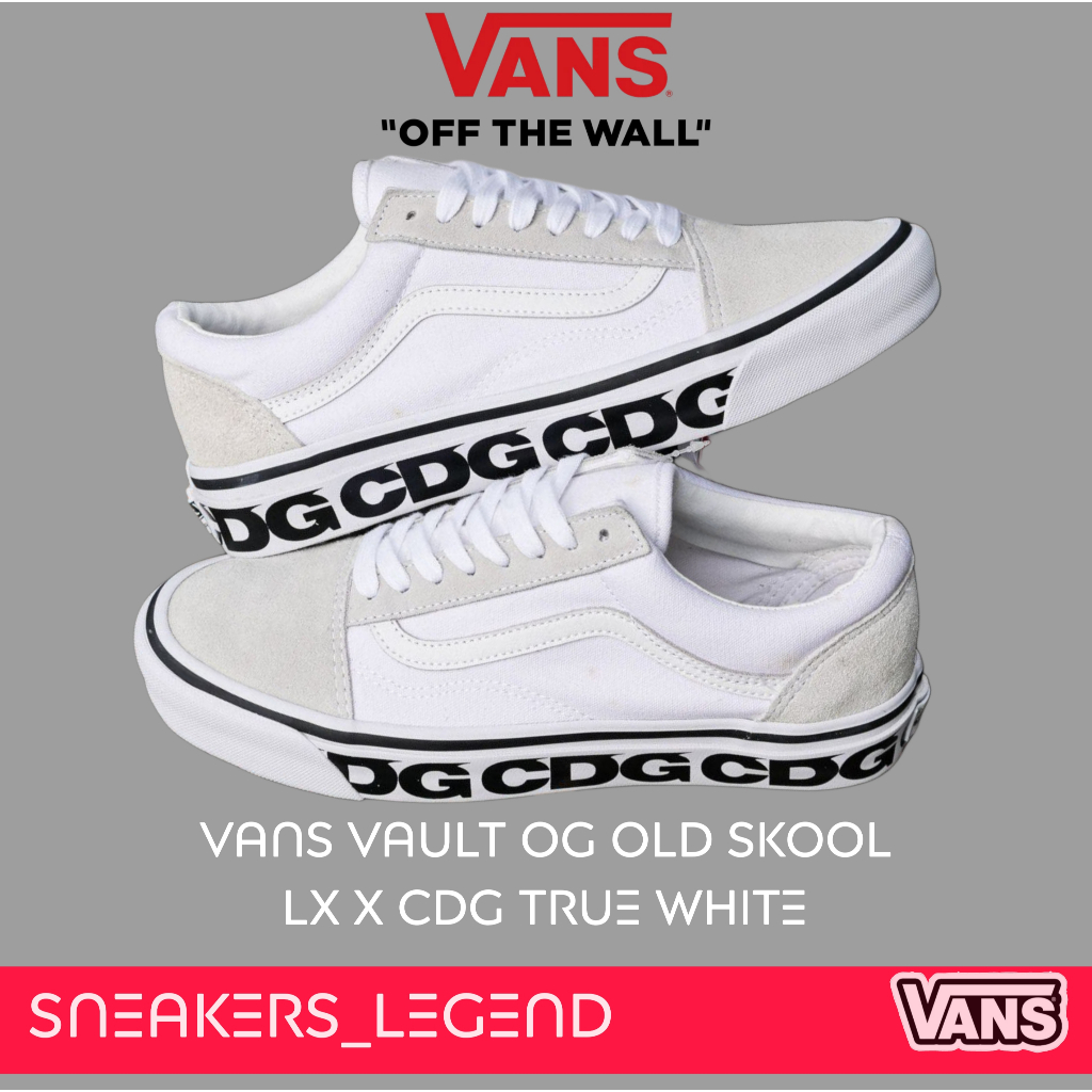 Vans Vault OG Old Skool LX x CDG True White Original 100% Free Paperbag Sticker Cod Bnib Garansi Ori