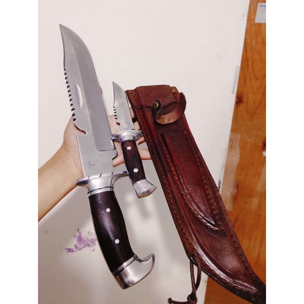 Pisau Rambo Survival Outdoor,Baja Per tempa sepuh