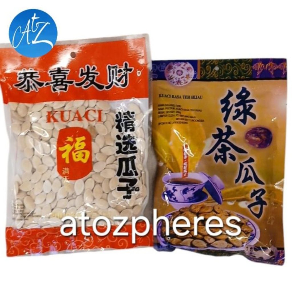 Cemilan snek makanan ringan biji kuaci kwaci labu putih imlek sincia rasa asli teh hijau ONG Chinese