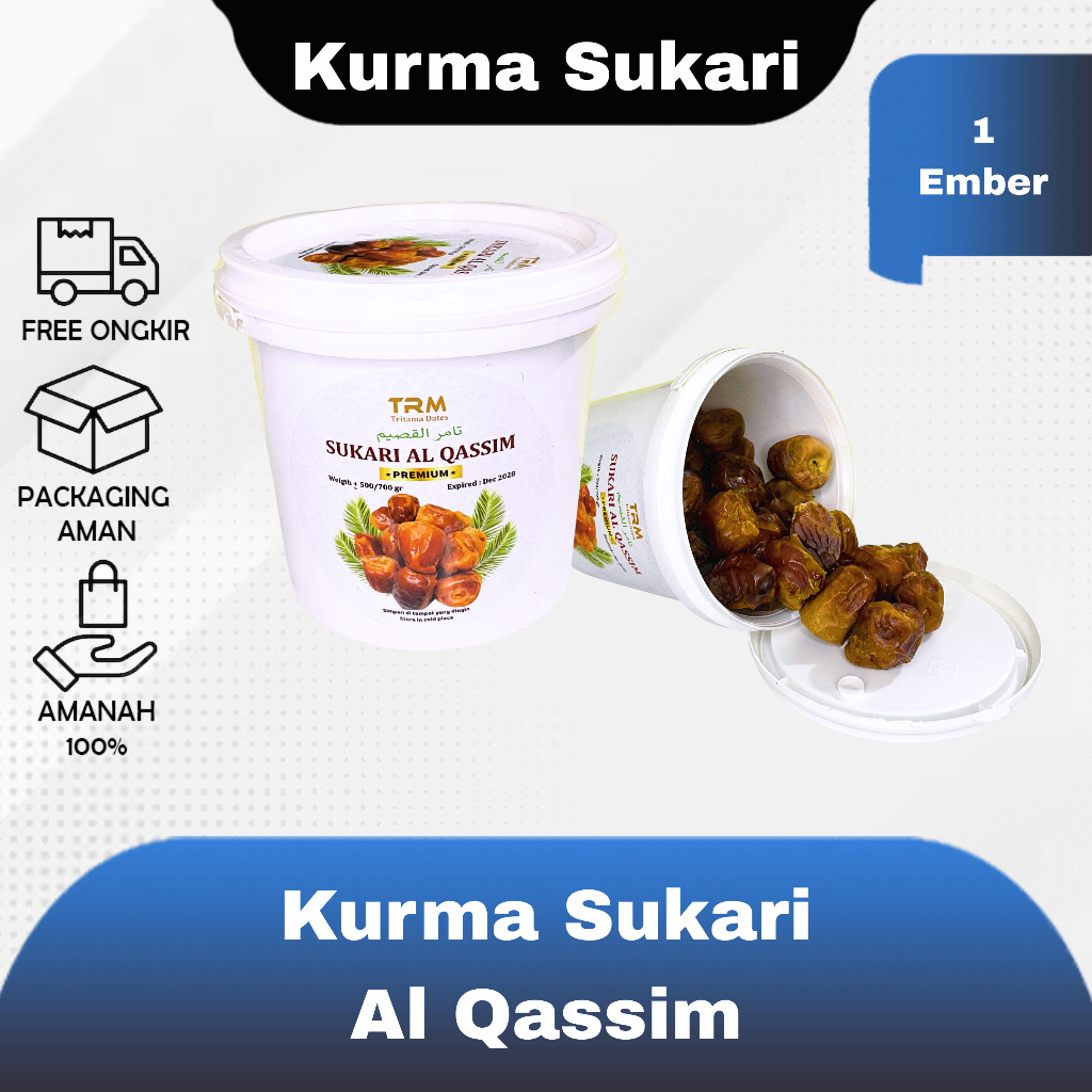 Kurma Sukari Ember 700 Gram Alqassim | Kurma Sukkari Alqassim Kemasan Ember