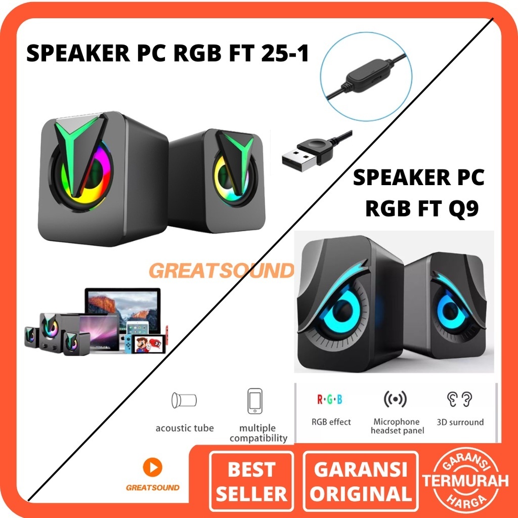 Speaker Komputer Gaming RGB Speaker PC EYE FT-Q9 Speaker RGB FT-25-1 Speaker Gaming PC Speaker PC Ga
