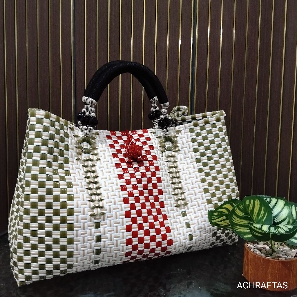 Tas Jali XXL Handle Rajut Tali Kur Lapis kawat besi