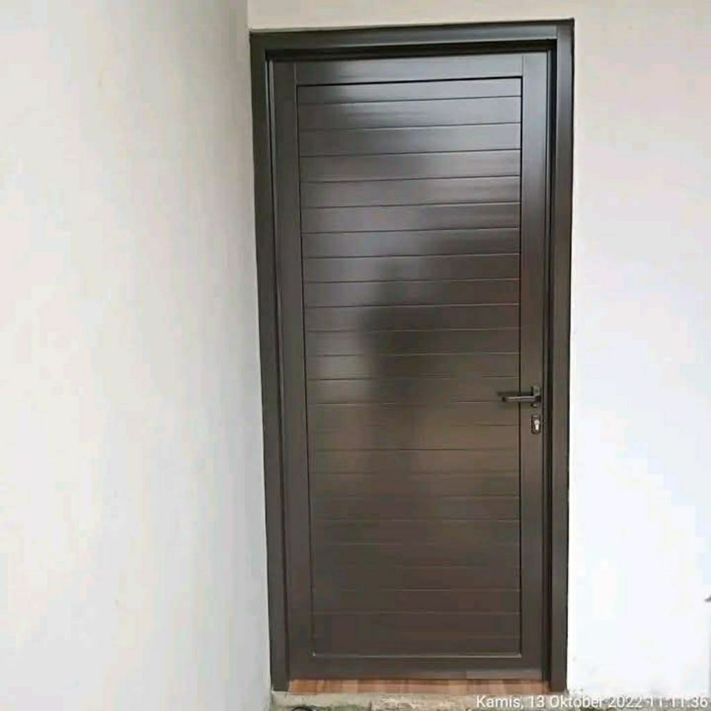 pintu single ful alumunium uk T210xL90 kusen 3inci free palet kayu