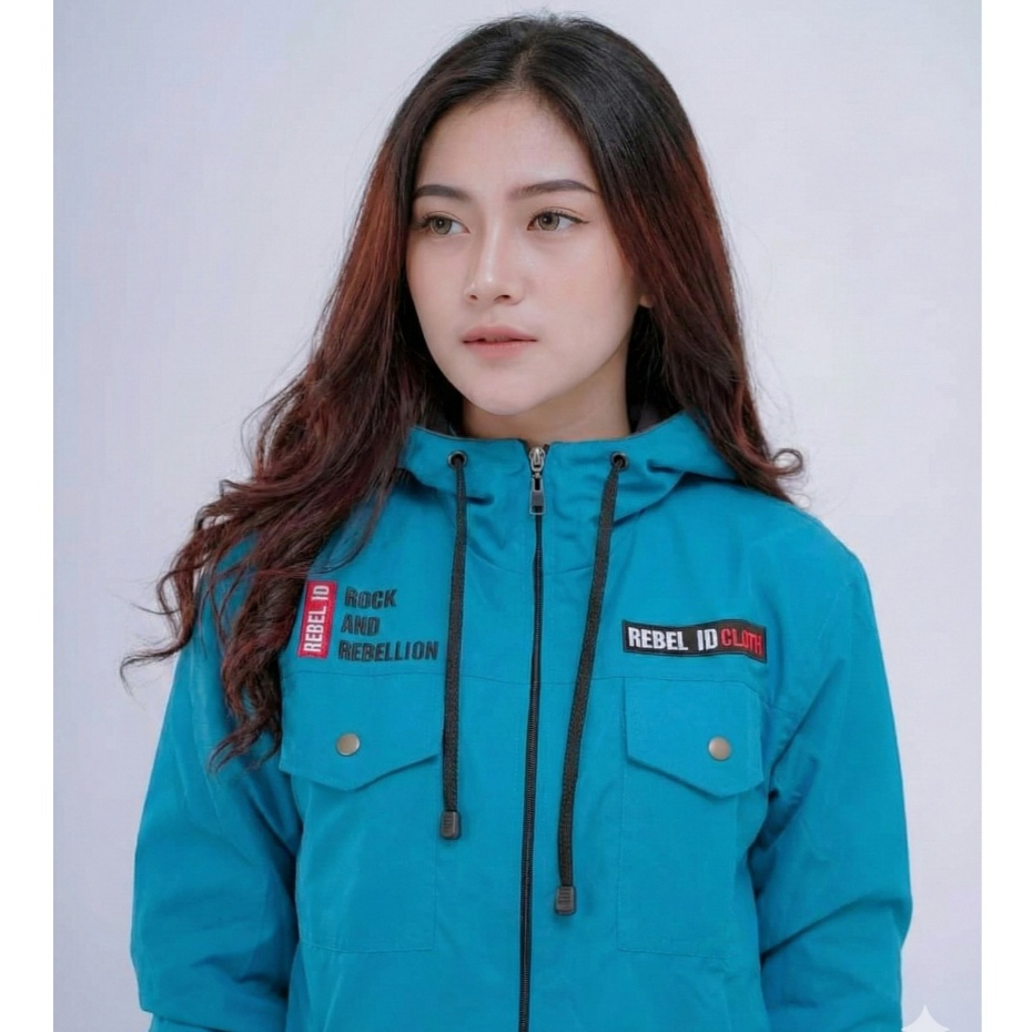 JAKET MOTOR WANITA PARASUT WATERPROOF JAKET HOODIE BOMBER PARKA CEWEK TERBARU KEREN