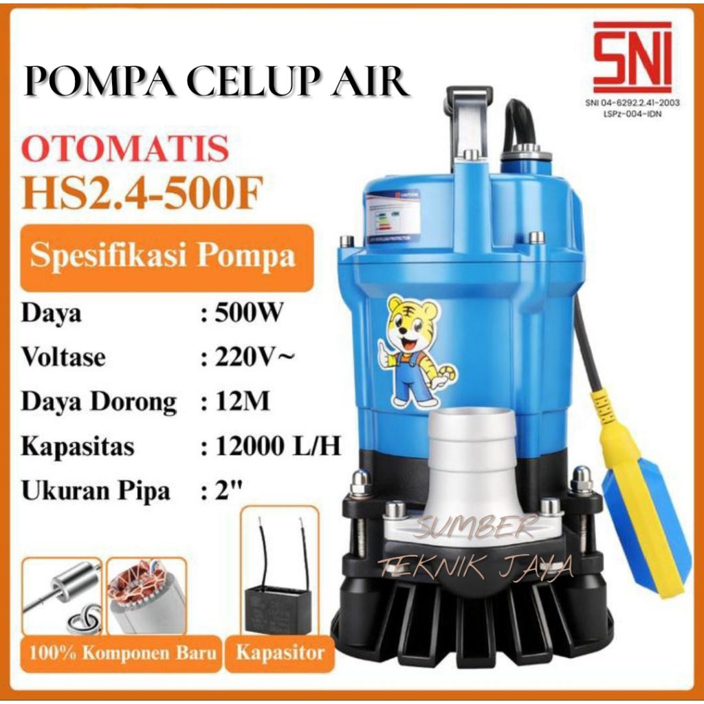Pompa Celup Air 2inch 500watt HS2.4-500F Submersible pump OTOMATIS