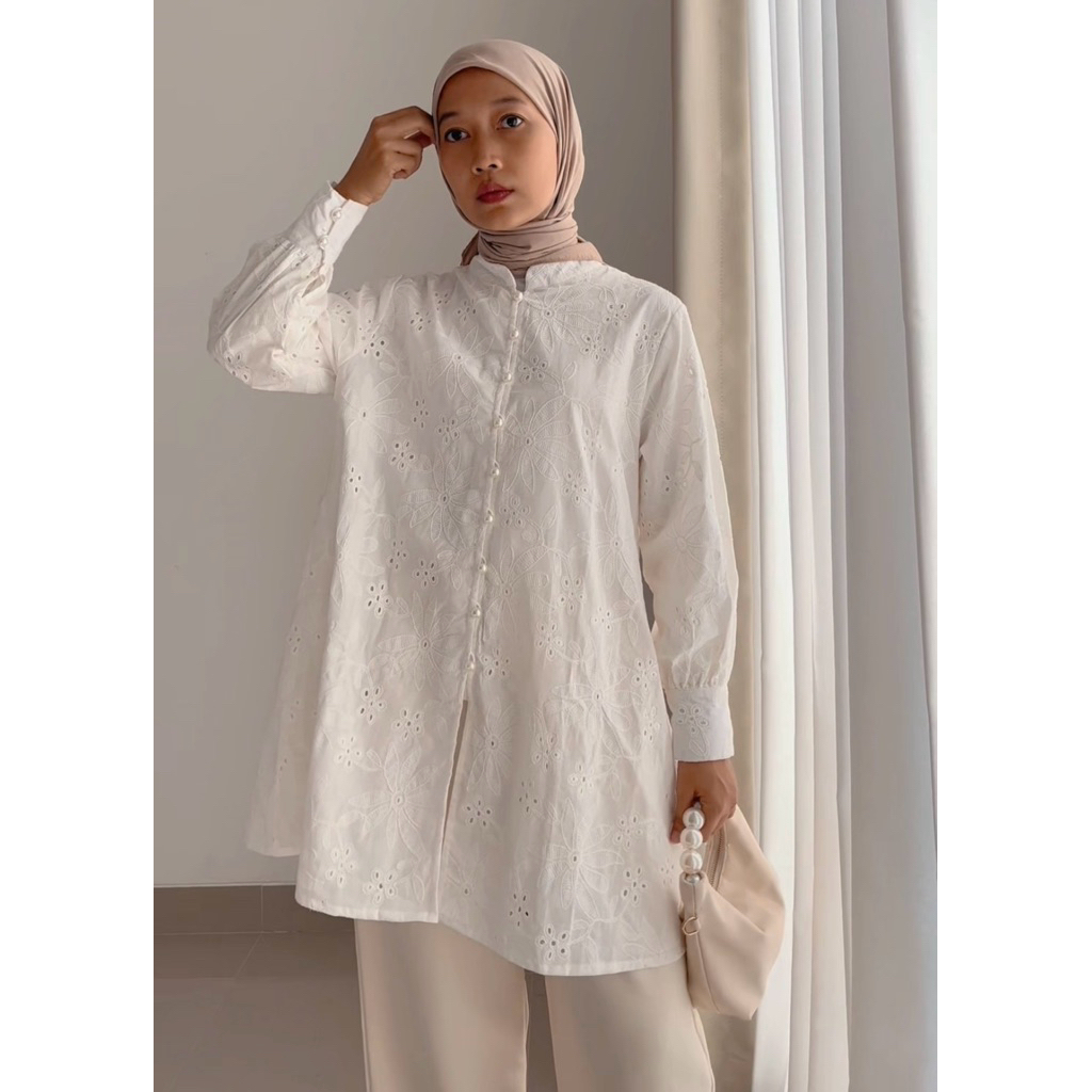 TUKUBUU - Noura Tunik / Brokat Katun Bordir / Baju Lebaran 2026 / Tunik bordir brokat hari raya