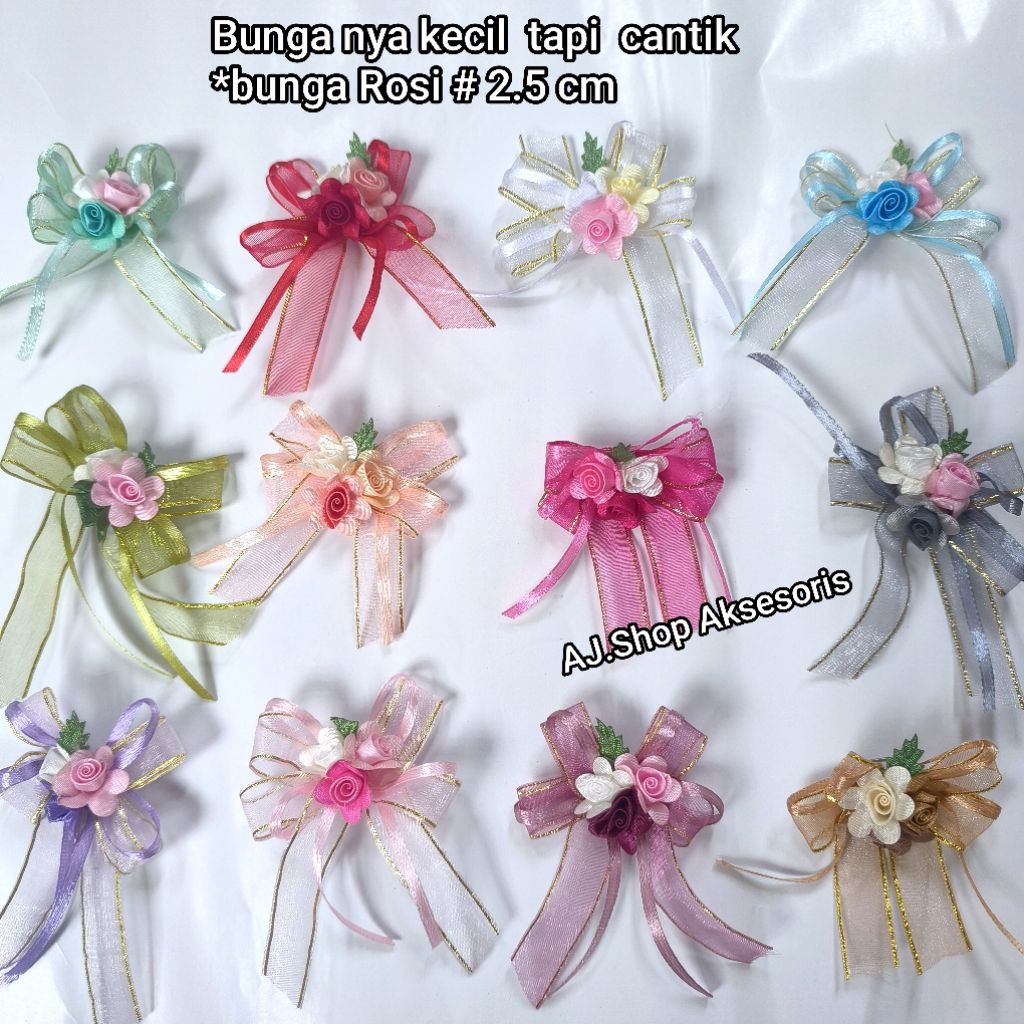 BUNGA  PITA PANITIA , BUNGA  BROS & PIN  KECIL , BUNGA AKSESORIS KECIL ISI 1 LUSIN (12 PCS )
