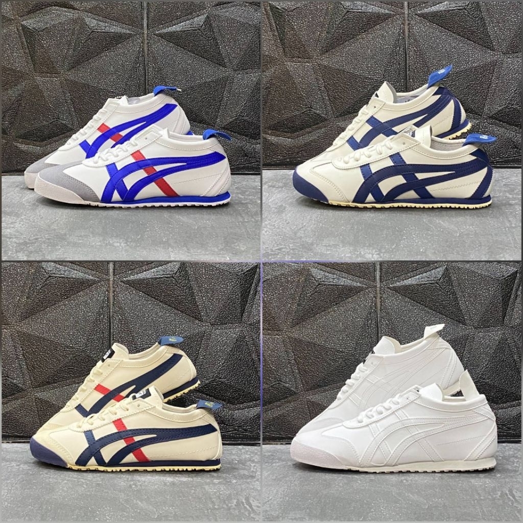 Sepatu sneakers pria dan wanita 0nitsuka tiger model tali warna putih cream merah biru navy untuk sa
