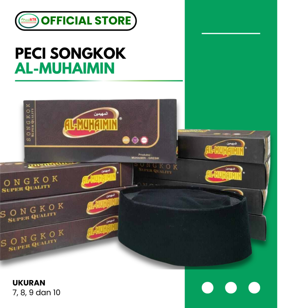 Peci Songkok AL MUHAIMIN Hitam Polos AC / Peci Adem / Kualitas SUPER ORIGINAL