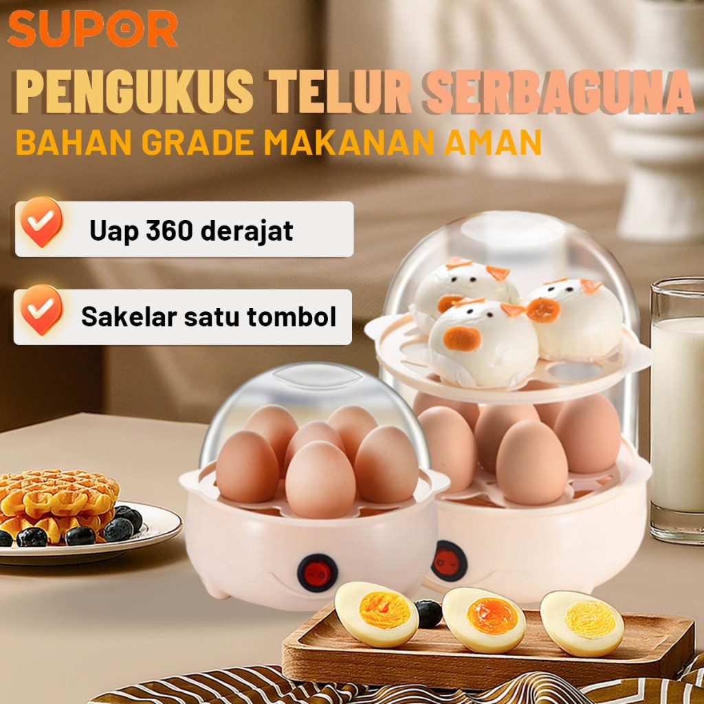 Pengukus Telur Kukus Alat Kukus Telur Listrik 350W Low Watt Multifungsi Double Layer Kukus Telur Rum