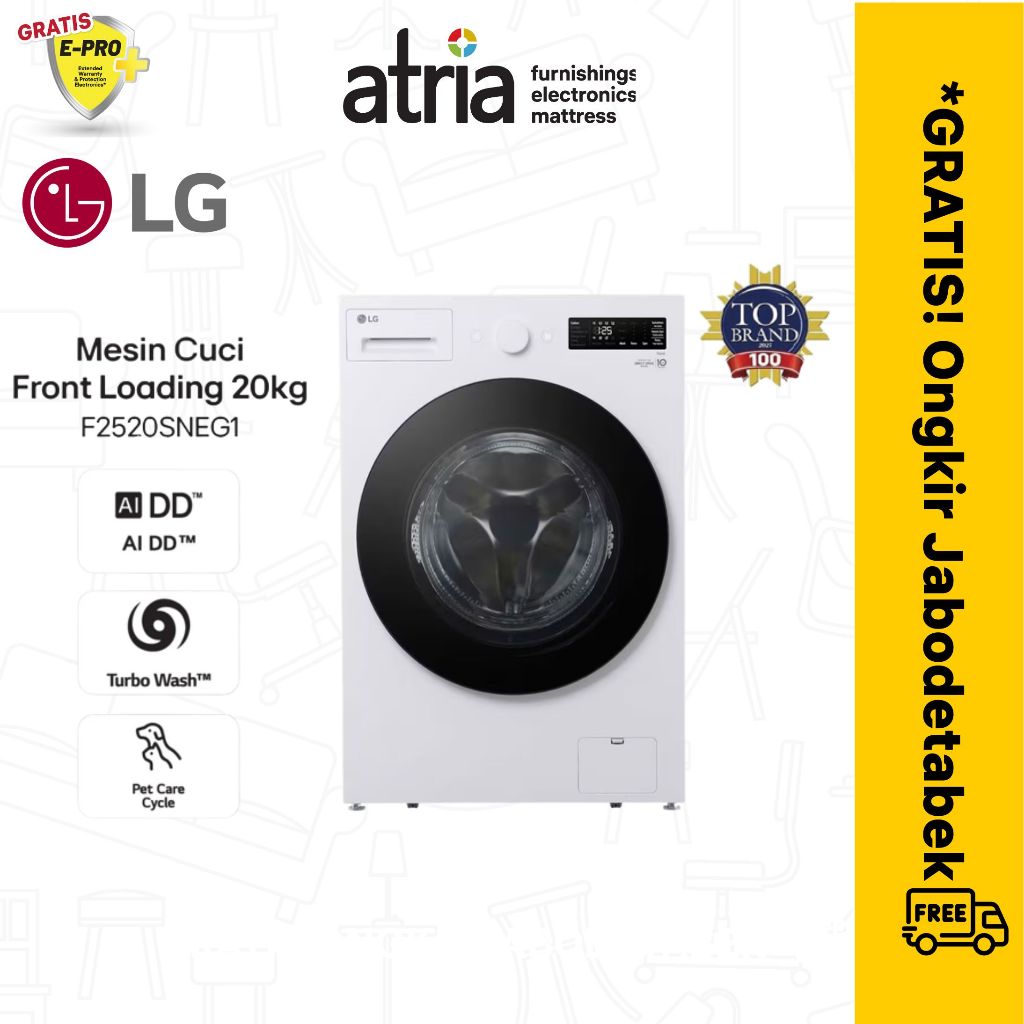LG Mesin Cuci LG 15kg Front Loading TurboWash 360° LG ThinQ F2515SNEW1