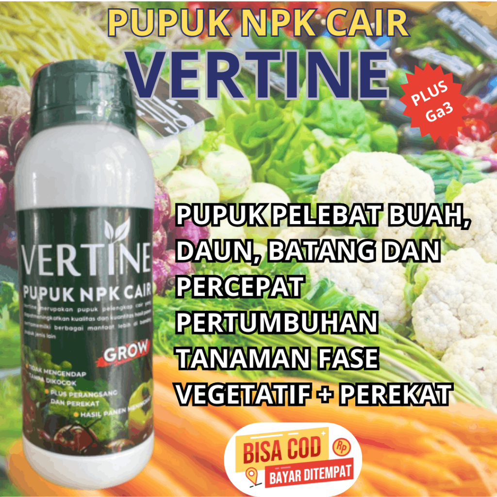 Pupuk NPK Cair untuk Pertumbuhan Tanaman dan Sayuran 1 Liter Plus Perekat