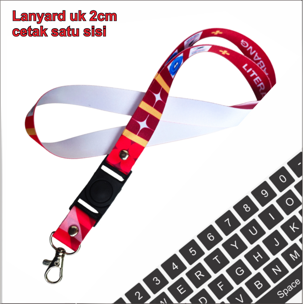 Custom Tali Gantungan ID Name Tag Premium cetak satu sisi