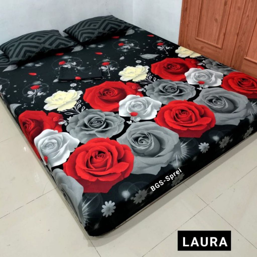 bed cover motif bunga