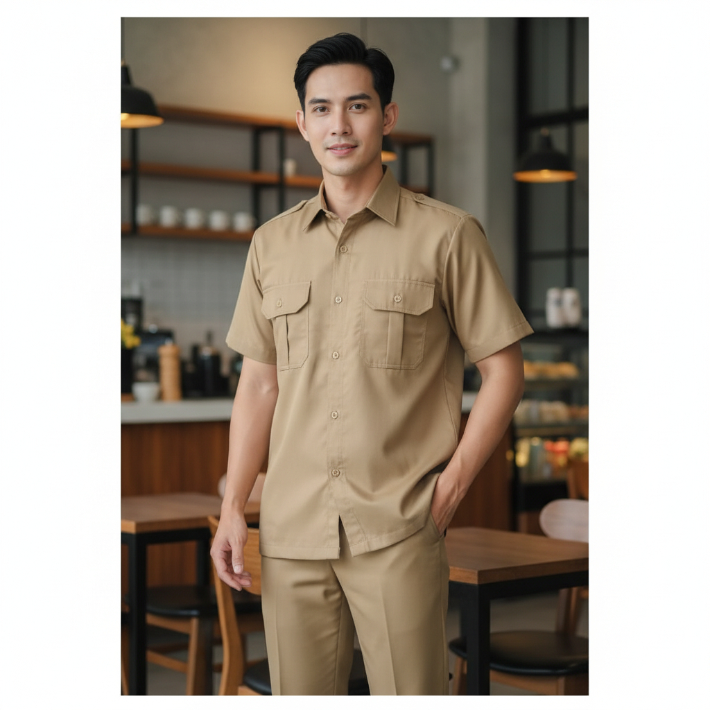 SERAGAM PNS PEMDA PRIA WANITA BAJU PDH PEGAWAI NEGERI KHAKI MUDA