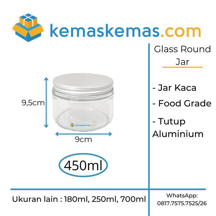 450ml Botol Toples Kaca Round / Jar Kaca Bulat + Tutup Aluminium