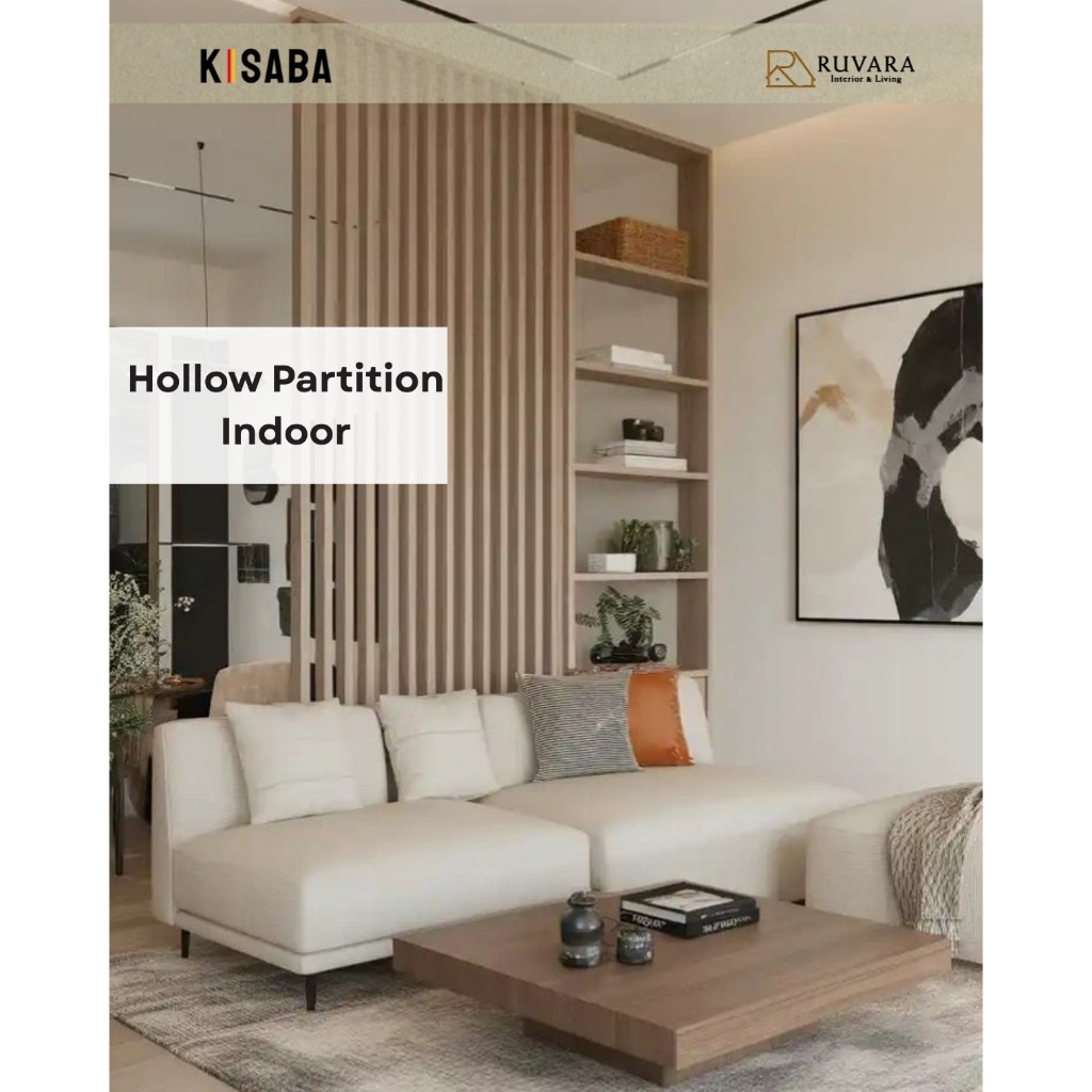 Hollow Partition PVC Sekat Ruangan Minimalis Partisi Indoor Estetik - Partisi Interior Kayu 2.9m
