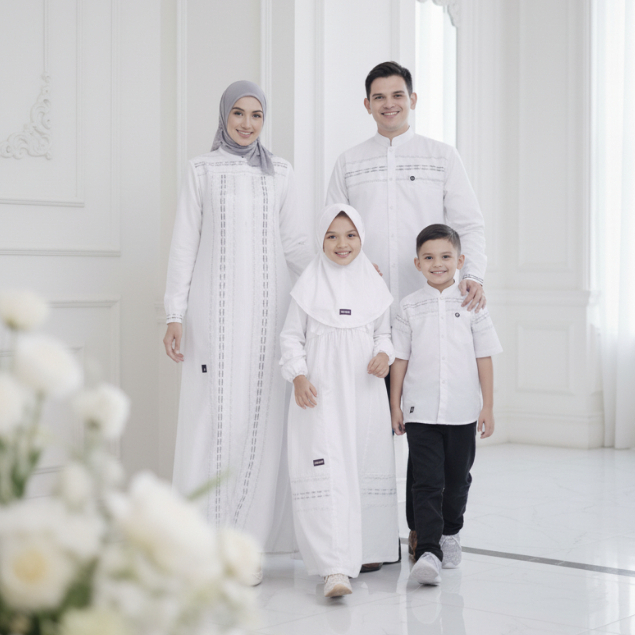 Sarimbit Keluarga MUTIF Arbanzania Arban Putih | Gamis Family MUTIF