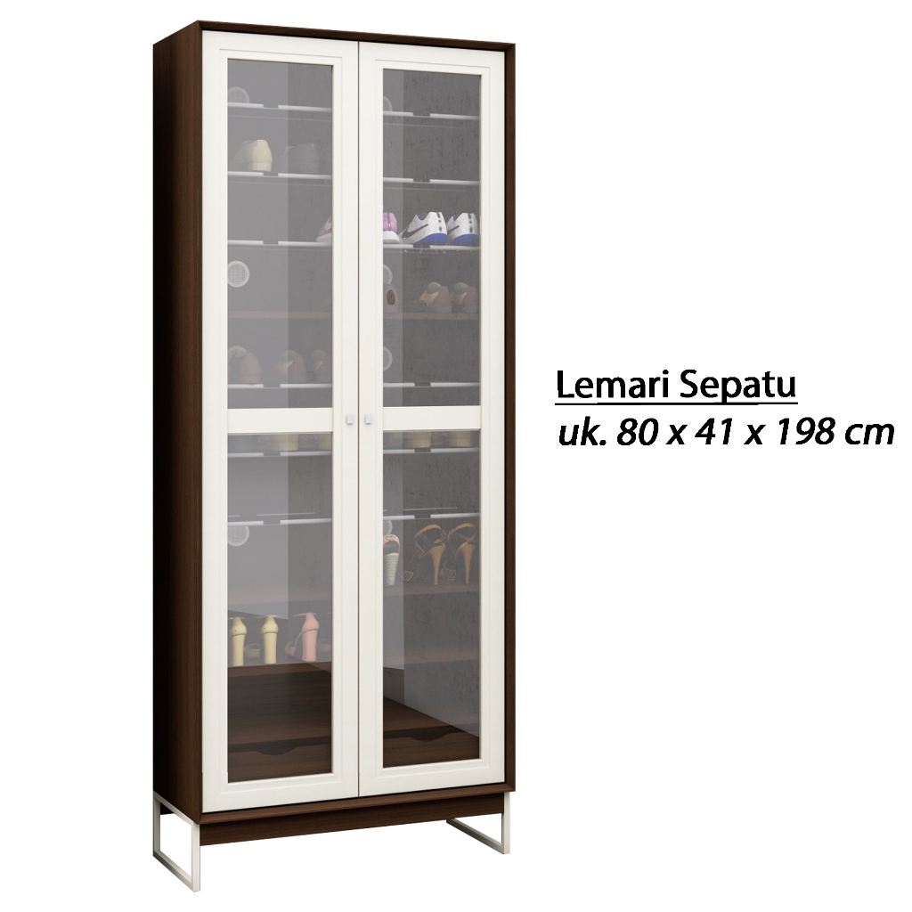 Lemari Sepatu Pintu Kaca Besar & Tinggi